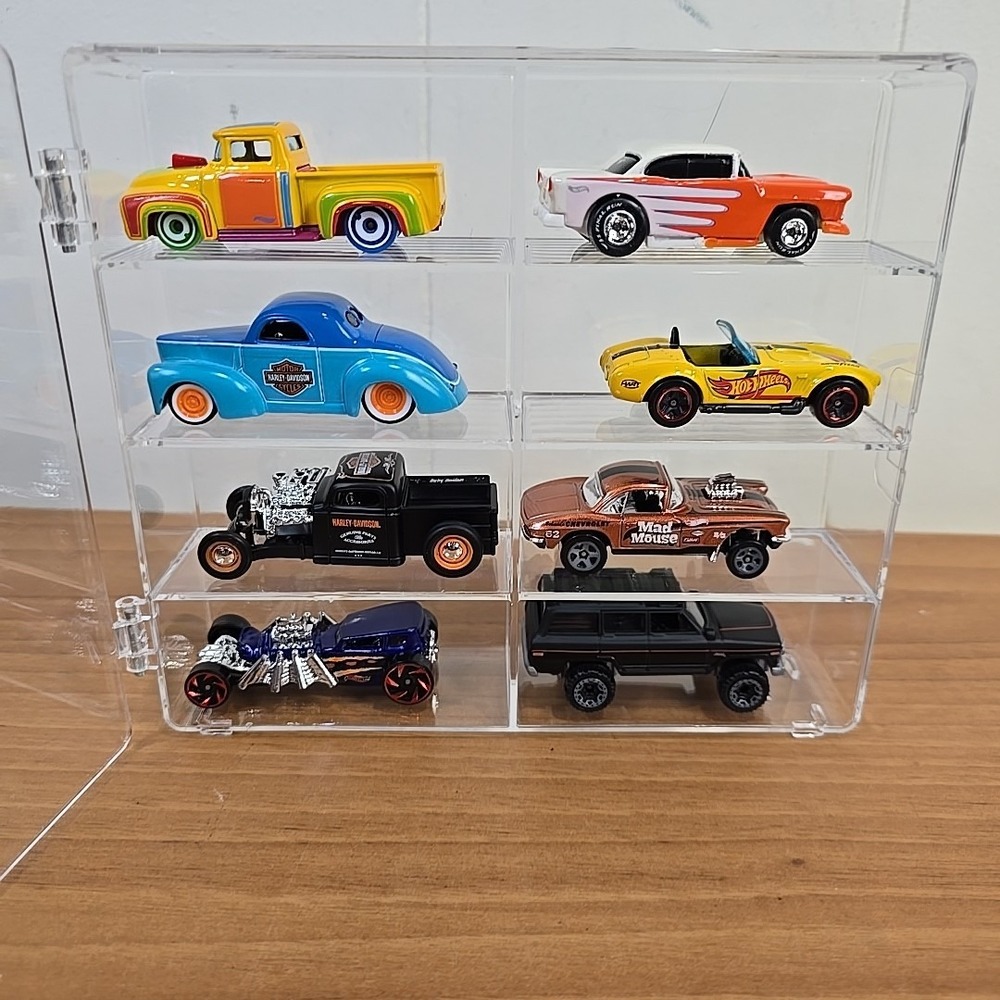 Clear Acrylic Display Case 1:64 Scale Diecast Cars INCLUDING Mix H of CARS‎ x 8